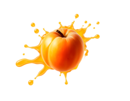 Orange juice splash with peach isolated on transparent background png