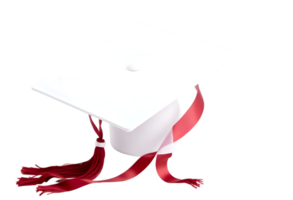 Graduation cap with ribbon isolated on transparent background png