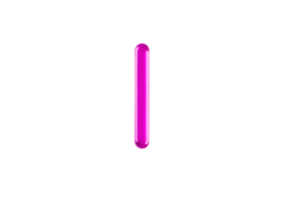 Glossy pink letter I isolated on transparent background png