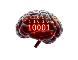 humano cérebro com binário código png