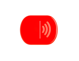 Red button with wireless signal on a transparent background png