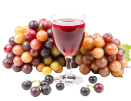 Glass of red wine and bunch of grapes isolated on transparent background png