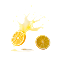 Realistic Detailed 3d Lemon Slice and Splash png