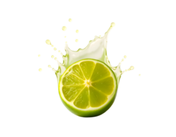 Lime and juice splash isolated on transparent background png