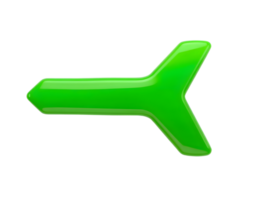 Green glossy airplane icon isolated on transparent background png