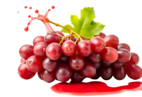 Bunch of red grapes with juice splash isolated on transparent background png