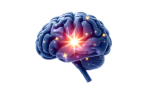 Human brain with glowing light effect isolated on transparent background png