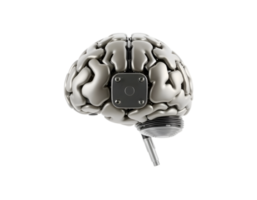 3d render of human brain with electric plug isolated on white background png