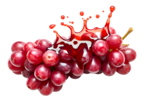 Red grapes with juice splash isolated on transparent background png
