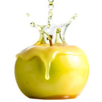 Apple with juice splash isolated on transparent background png