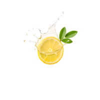Lemon Slice With Milk Splash Isolated On Transparent Background png