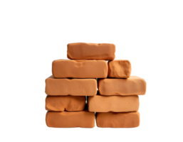 Stack of orange clay bricks isolated on transparent background png