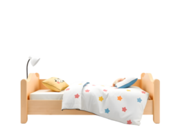 Bed with pillow and blanket isolated on transparent background png