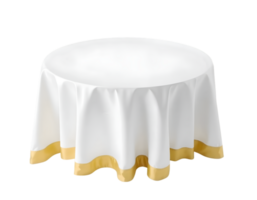 White round table with yellow cloth on a transparent background png