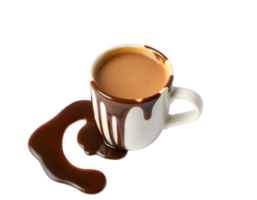 Cup of coffee with melted chocolate isolated on transparent background png