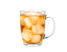 Cup of tea with ice cubes isolated on transparent background png