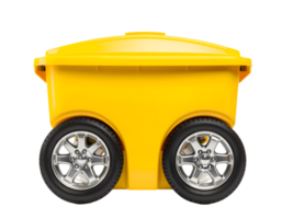 Yellow garbage container with wheels isolated on transparent background png