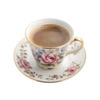 Cup of coffee with saucer isolated on a transparent background png