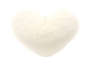 White fluffy pillow in the form of heart on a transparent background png