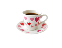 Cup of coffee with hearts on a transparent background png