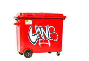 Red Recycling Bin Isolated Transparent Background With Clipping Path png