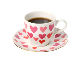 Cup of coffee with hearts isolated on transparent background png
