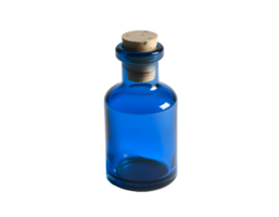 Blue glass bottle with cork isolated on transparent background png
