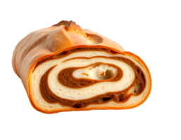 Slice of cinnamon roll isolated on transparent background png
