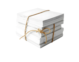 Stack of papers tied with rope isolated on transparent background png