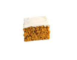 Piece of carrot cake with white frosting isolated on transparent background png