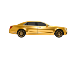 Gold car isolated on transparent background png