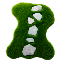 Green stone font with grass isolated on transparent background png