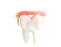 Artificial tooth with pink gums png