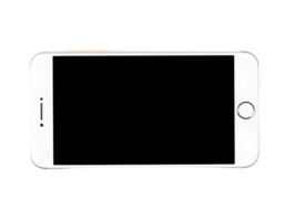 ein Weiß iPhone Lügen horizontal auf ein transparent Hintergrund mit ein schwarz Bildschirm png