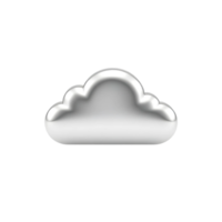 3D Rendered White Cloud Icon Isolated on Transparent Background png