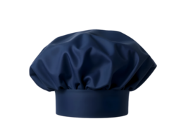 A close-up shot of a navy blue chef's hat on a transparent background png