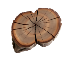 Close-up of a tree log with visible grain and cracks on a transparent background png