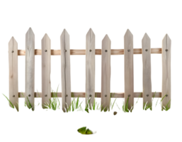 Wooden picket fence with grass on transparent background png