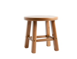 Wooden stool with a round seat isolated on a transparent background png