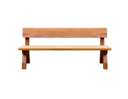 Wooden bench with backrest on a transparent background png