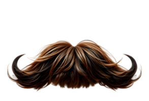 Stylish brown mustache with curls png