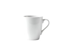 White ceramic mug with handle on transparent background png
