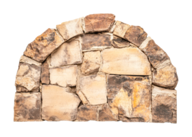 Stone archway mosaic with various textures and patterns, cut out png