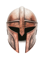 Ancient greek bronze helmet with distinctive crest and patina, cut out png