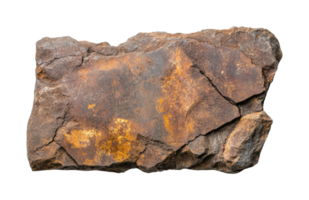 Close-up of weathered brown rock with distinctive cracks and texture, cut out png