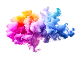 Vibrant colorful smoke cloud with dynamic swirling patterns, cut out png
