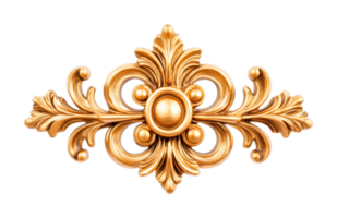 Ornate gold decorative element with elegant flourishes, cut out png