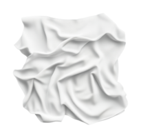 Crumpled white fabric square with smooth and wrinkled texture details, cut out png