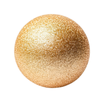 Glittering gold spherical ornament with sparkling texture, cut out png