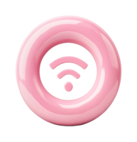 Pink donut shape with wifi symbol inside reflecting modern connectivity, cut out png